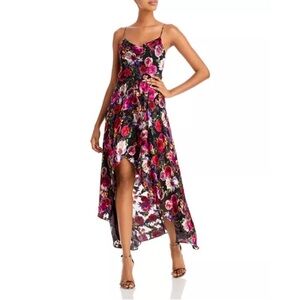 Alice + Olivia Christina Silk Blend Floral Maxi Dress in Midnight Rose
